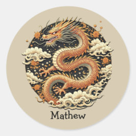 Goldene Schlange Runder Aufkleber