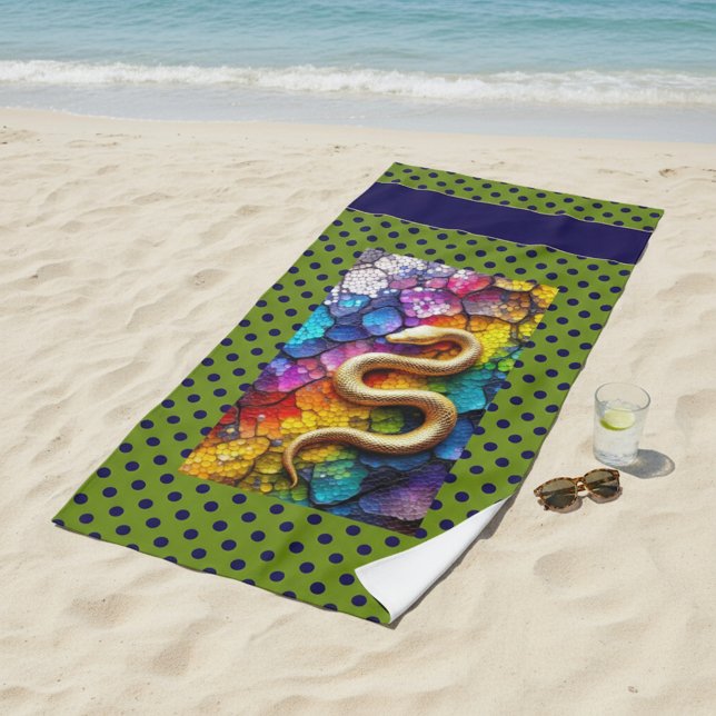 Goldene Schlangenmosaik Strandtuch (Von Creator hochgeladen)