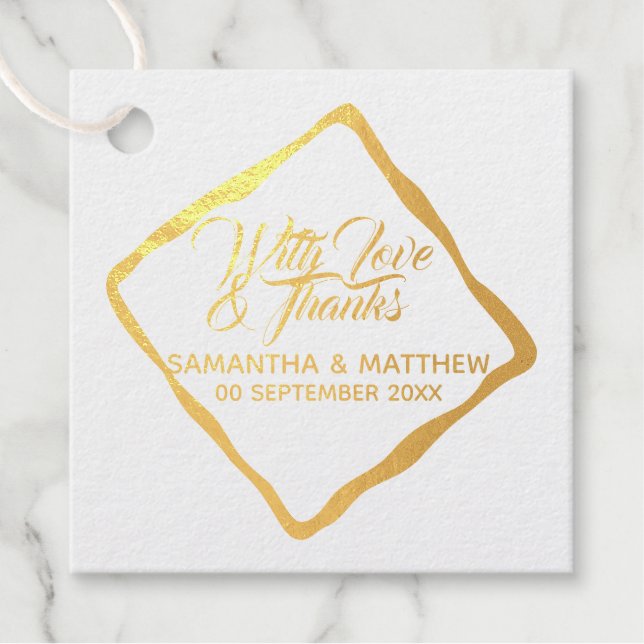 Goldene schlichte personalisierte Liebe dank geome Geschenkanhänger (Vorderseite)