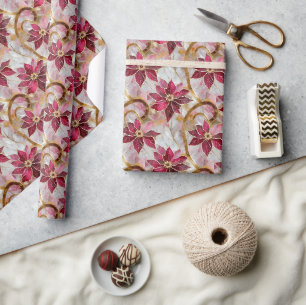Goldene Schlieren Burgunder Rosa Weihnachts-Poinse Geschenkpapier