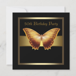 Goldene Schmetterlinge 50. Geburtstagsparty Einladung