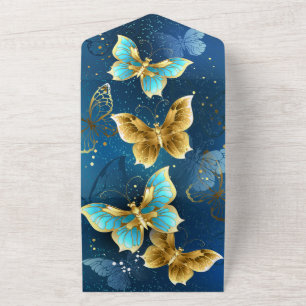 Goldene Schmetterlinge All In One Einladung