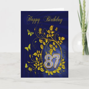 Goldene Schmetterlinge am 87. Geburtstag Karte