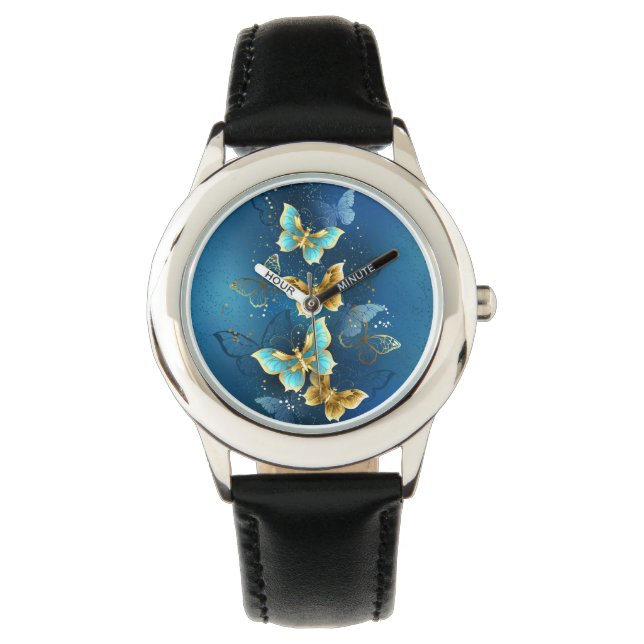 Goldene Schmetterlinge Armbanduhr (Vorderseite)