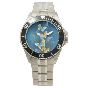 Goldene Schmetterlinge Armbanduhr