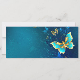 Goldene Schmetterlinge auf blauem Hintergrund Ankündigung