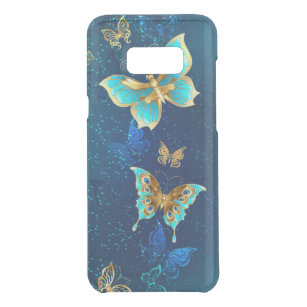 Goldene Schmetterlinge auf blauem Hintergrund Get Uncommon Samsung Galaxy S8 Plus Hülle