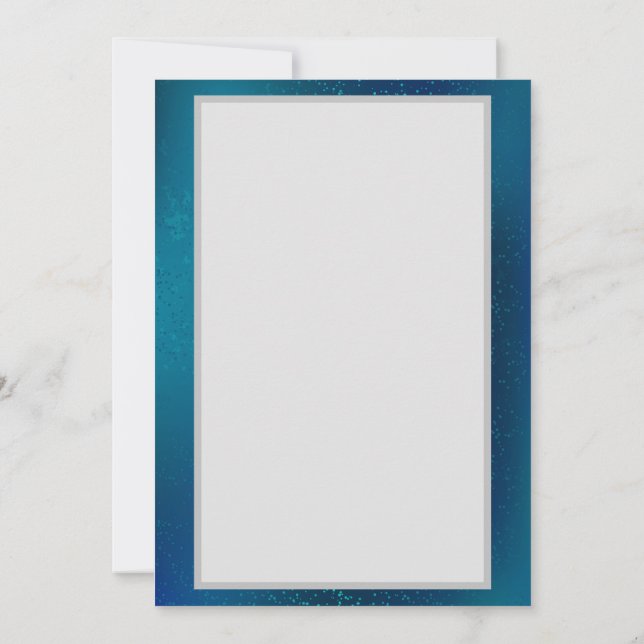 Goldene Schmetterlinge auf einem blauen Hintergrun Einladung (Rückseite)