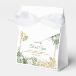 Goldene Schmetterlinge aus Quinceñera Sage Green C Geschenkschachtel