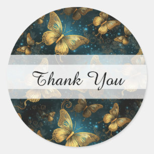 Goldene Schmetterlinge Danke, dass ihr rund Sticke Runder Aufkleber