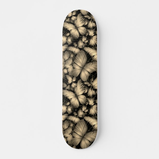 Goldene Schmetterlinge drucken Skateboard (Vorne)