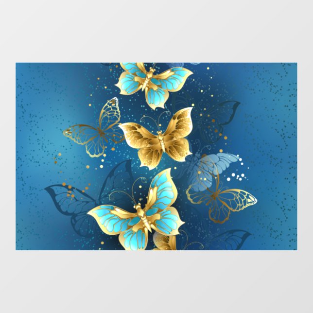 Goldene Schmetterlinge Fensteraufkleber (Blatt)