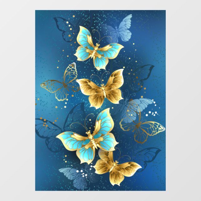 Goldene Schmetterlinge Fensteraufkleber (Blatt)
