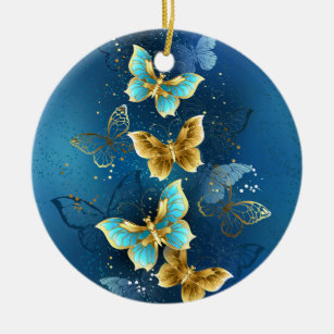 Goldene Schmetterlinge Keramik Ornament