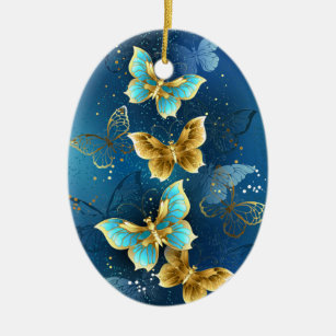 Goldene Schmetterlinge Keramik Ornament
