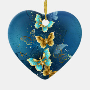 Goldene Schmetterlinge Keramik Ornament