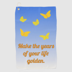 Goldene Schmetterlinge mit Text Golfhandtuch