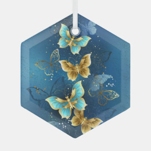 Goldene Schmetterlinge Ornament Aus Glas