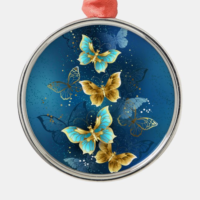 Goldene Schmetterlinge Ornament Aus Metall (Vorne)