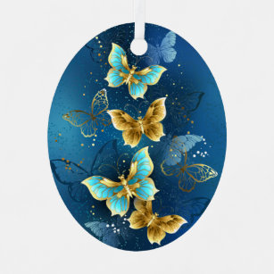 Goldene Schmetterlinge Ornament Aus Metall
