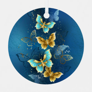 Goldene Schmetterlinge Ornament Aus Metall