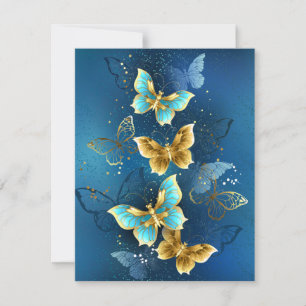 Goldene Schmetterlinge RSVP Karte