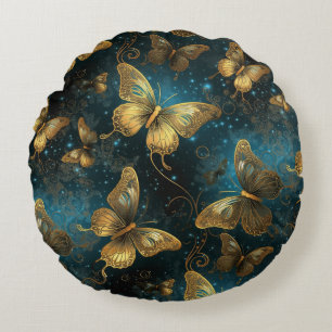 Goldene Schmetterlinge Rundkissen Rundes Kissen