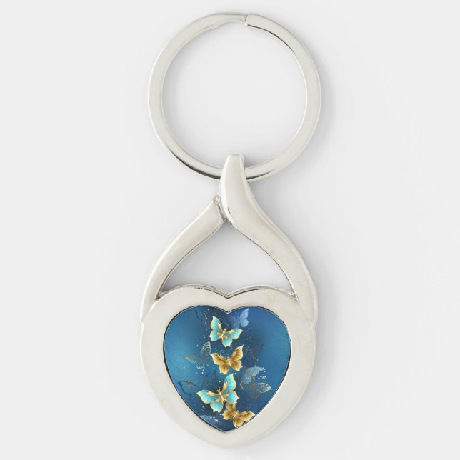 Goldene Schmetterlinge Schlüsselanhänger (Vorderseite)