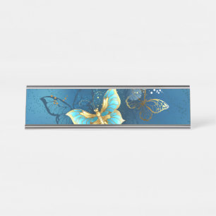 Goldene Schmetterlinge Schreibtischnamensplakette