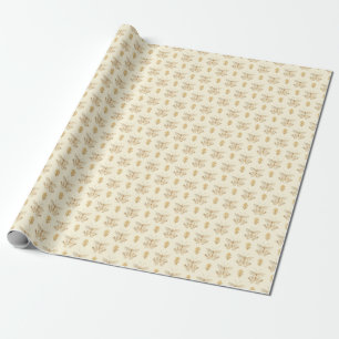 Goldene Schmetterlinge, weißes, nahtloses Vintages Geschenkpapier