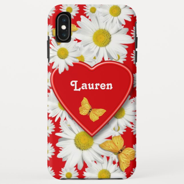 Goldene Schmetterlings-Gänseblümchen-Garten-Liebe Case-Mate iPhone Hülle (Rückseite)