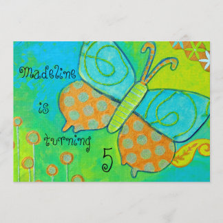 Goldene Schmetterlings-Geburtstags-Einladung Einladung