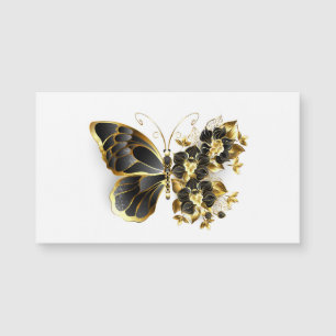 Goldene Schmetterlingsblume mit schwarzer Orchidee Magnetkarte