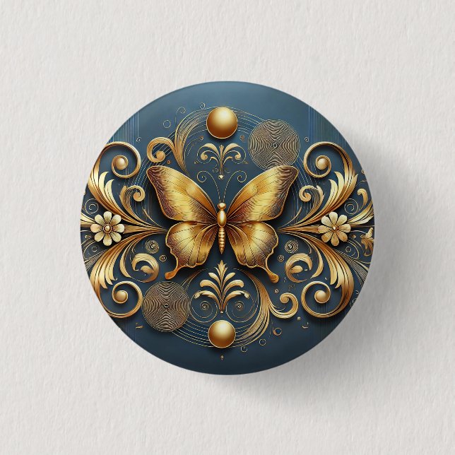 Goldene Schmetterlingsgestaltung Button (Vorderseite)