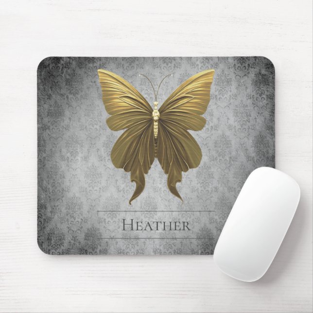 Goldene Schmetterlingsmaske Mousepad (Mit Mouse)