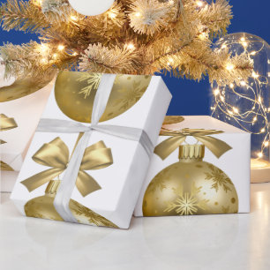 Goldene Schneeblaste-Kugelschmuck-Verpackungspapie Geschenkpapier