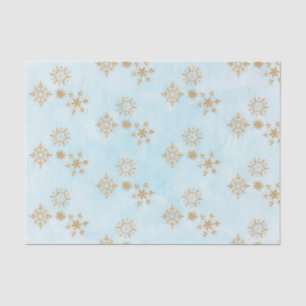 Goldene Schneeflocke auf Frosty Blue Christmas Pat Seidenpapier