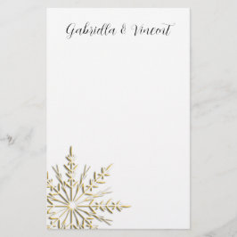 Goldene Schneeflocke bei der Winterhochzeit Briefpapier