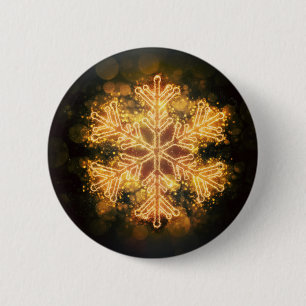 Goldene Schneeflocke Button