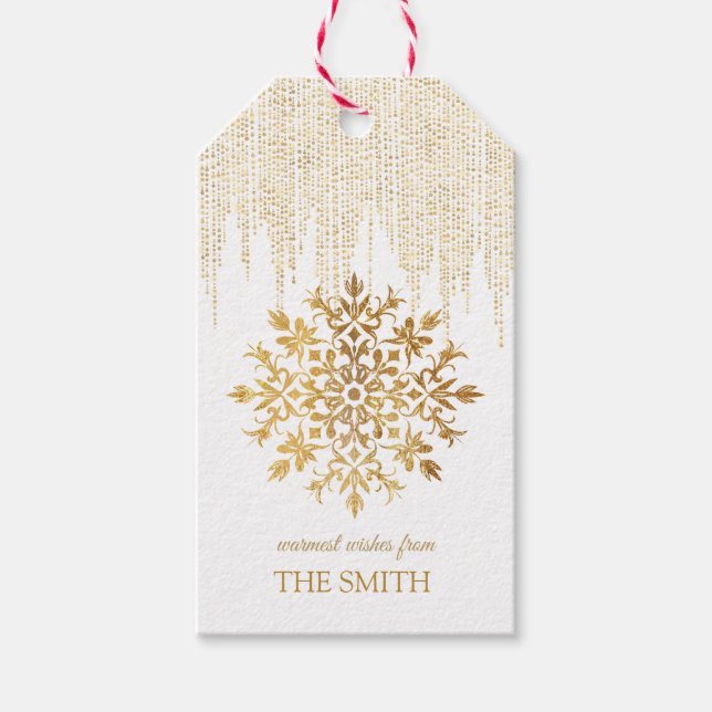 Goldene Schneeflocke, Frohe Weihnachtsgeschenke Ta Geschenkanhänger (Vorderseite)