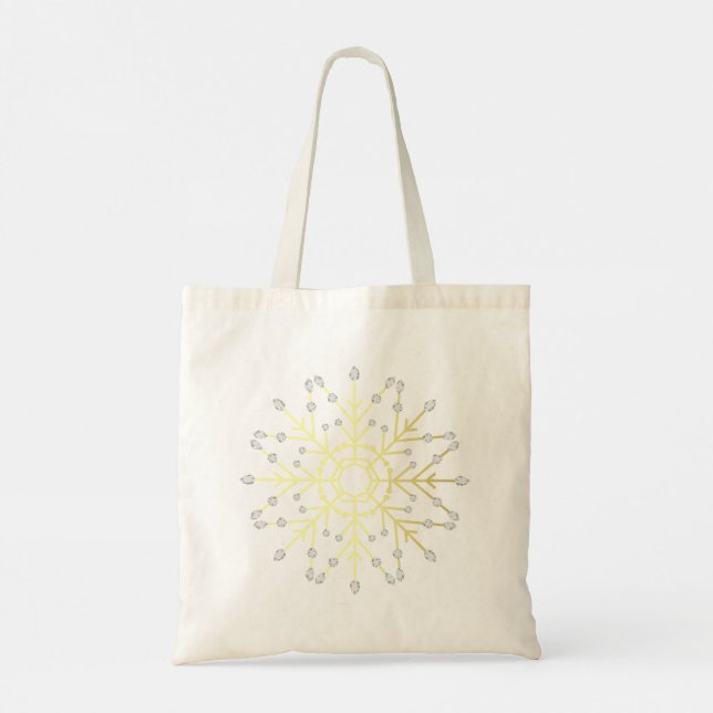 Goldene Schneeflocke Tragetasche (Rückseite)