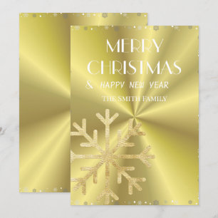 Goldene Schneeflocke und goldener, eleganter Hinte Feiertagskarte