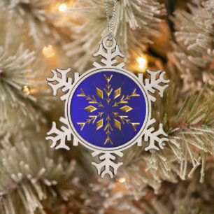 Goldene Schneeflocke zu Blauen Weihnachten Schneeflocken Zinn-Ornament