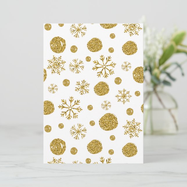 Goldene Schneeflocken 1 Dankeskarte (Stehend Vorderseite)