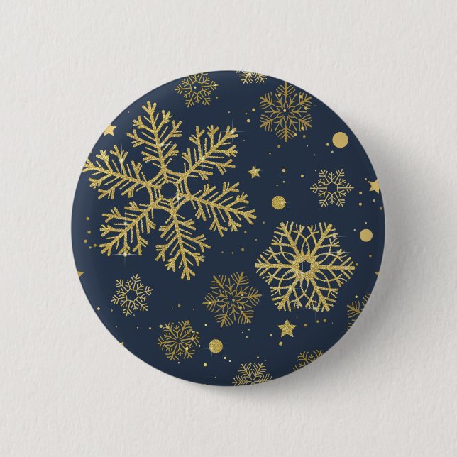 Goldene Schneeflocken auf der Marine Button (Vorderseite)