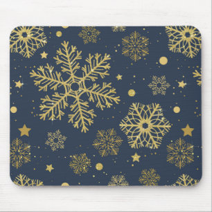Goldene Schneeflocken auf der Marine Mousepad