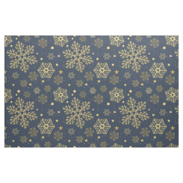 Goldene Schneeflocken auf der Marine Stoff (Fat Quarter (45,7 x 55,9 cm))