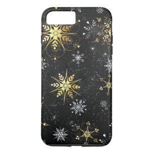 Goldene Schneeflocken auf schwarzem Hintergrund Case-Mate iPhone Hülle