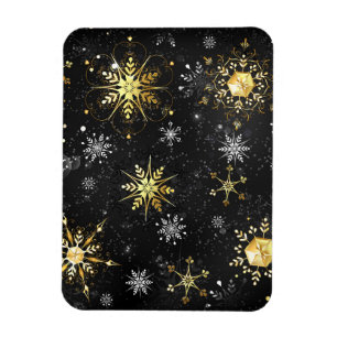 Goldene Schneeflocken auf schwarzem Hintergrund Magnet