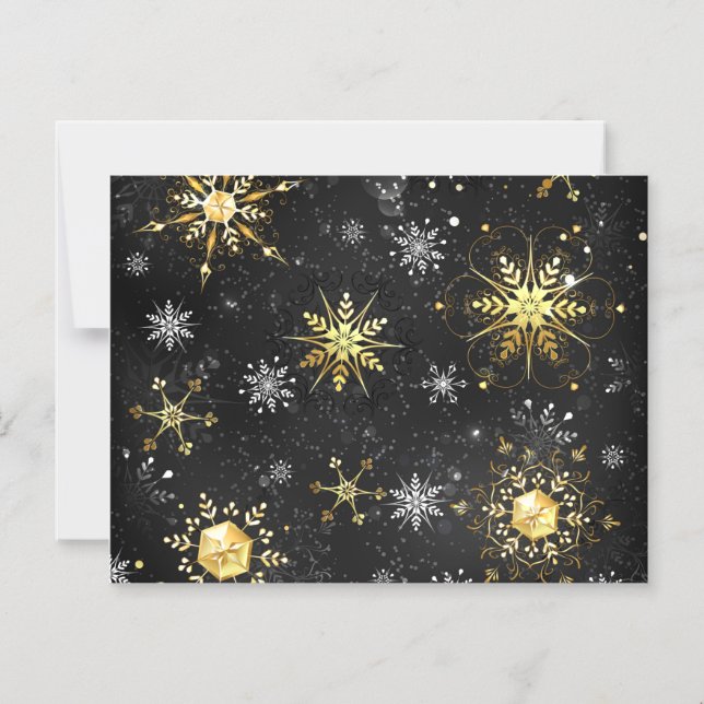 Goldene Schneeflocken auf schwarzem Hintergrund Magneteinladung (Vorderseite)